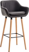 Luxe Barkruk Finnegan - Zwart - Imitatie Leder - 4-poots Onderstel - Ergonomische Barstoelen - Set van 1 - Met Rugleuning - Armleuning - Voetensteun - Voor Keuken en Bar - Gestoffeerde Zitting