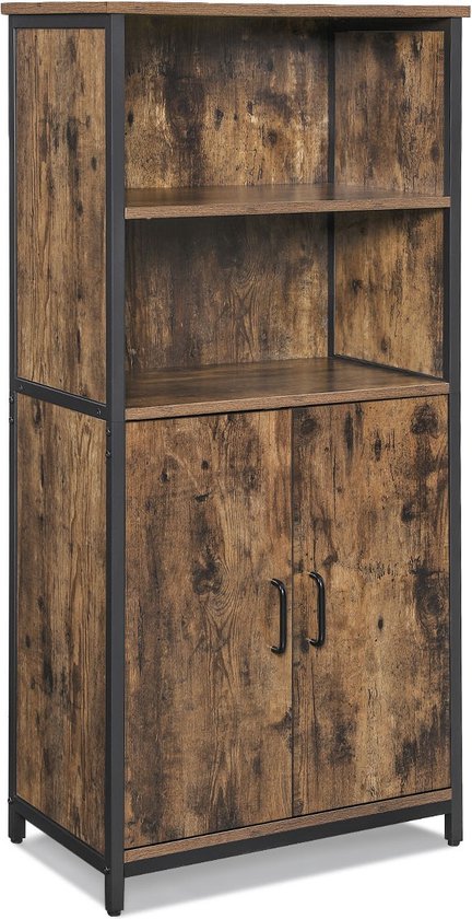 Boekenkast Wōdanaz deluxe - 2 planken - Boekenkast met deuren - Woonkamer, slaapkamer en kinderkamer - Hout - MDF - 60 x 35 x 125 cm
