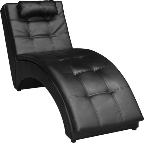 vidaXL Chaise longue avec coussin simili cuir noir