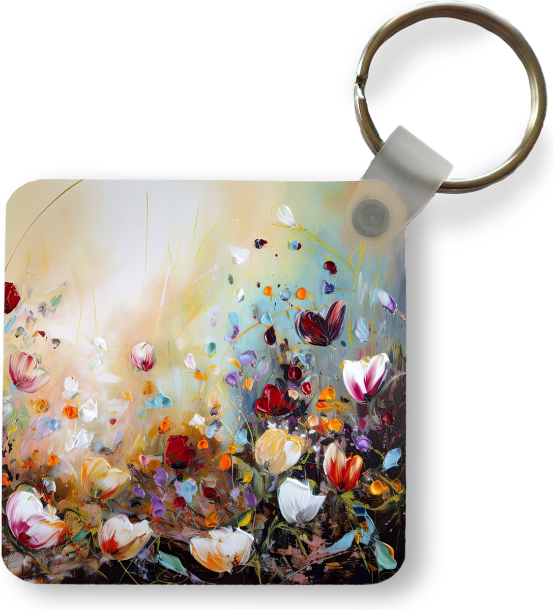 Sleutelhanger - Uitdeelcadeautjes - Olieverf - Bloemen - Kleurrijk - Natuur - Plastic