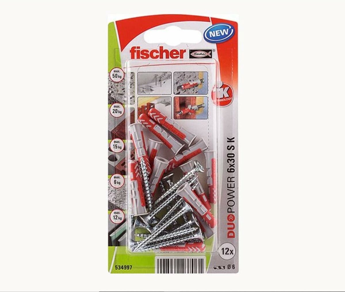 Assortiment de 130 chevilles Duopower sans vis FISCHER