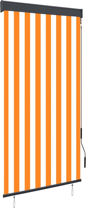 vidaXL - Rolgordijn - voor - buiten - 80x250 - cm - wit - en - oranje