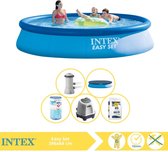 Intex Easy Set Zwembad - Opblaaszwembad - 396x84 cm - Inclusief Afdekzeil, Filter, Zoutsysteem en Zout