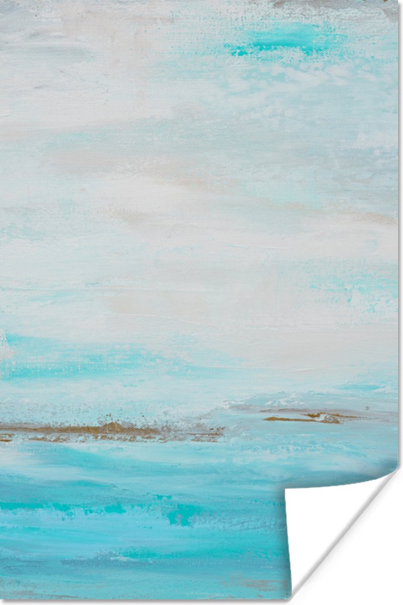 Poster Verf - Schilderij - Abstract - Blauw - 20x30 cm
