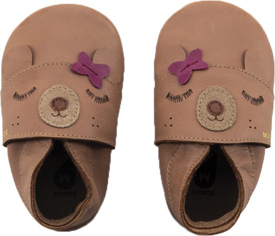 Bobux Soft Soles Chausson Cuir Souple Bébé, Chaussures Premiers Pas, Pantoufle Bébé, Mama Bear Caramel, 18 EU