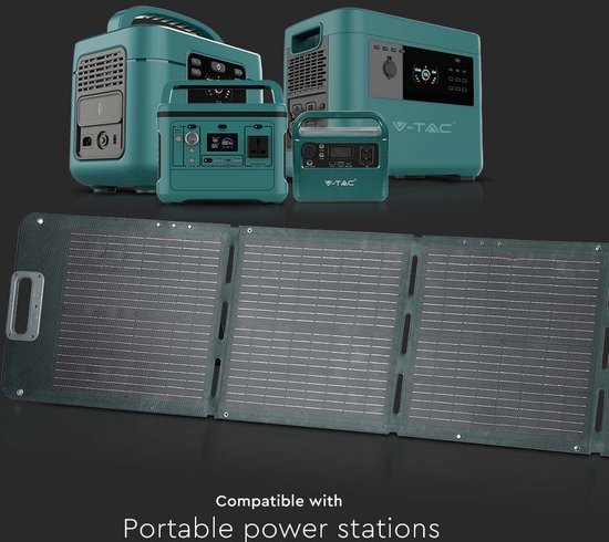 V-tac Fotovoltaïsch zonnepaneel, draagbaar, opvouwbaar, universeel, 120 V-tac Fotovoltaïsch zonnepaneel, draagbaar, opvouwbaar, universeel, 120