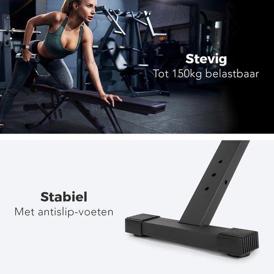 Banc de musculation LifeGoods Fitness - Banc de fitness - Ajustable - Pliable - Zwart/ Grijs