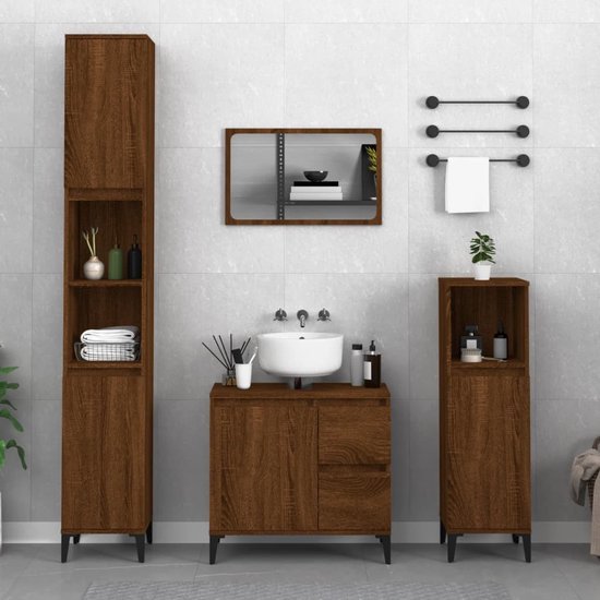 VidaXL Badkamerkast 30x30x190 Cm Sonoma Eiken - Hoge Opbergkast Met 6 Vakken