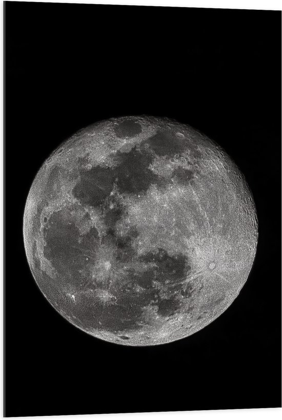 Acrylglas - Heldere Maan op Pikzwarte Nacht - 70x105 cm Foto op Acrylglas (Wanddecoratie op Acrylaat)