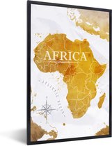 Fotolijst incl. Poster - Wereldkaart - Afrika - Goud - 80x120 cm - Posterlijst