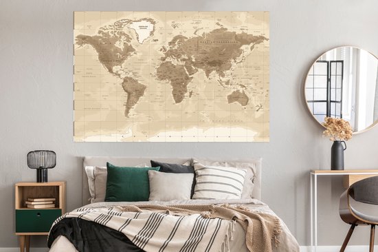 Affiche Wereldkaart - Vintage - Marron - 180x120 cm XXL