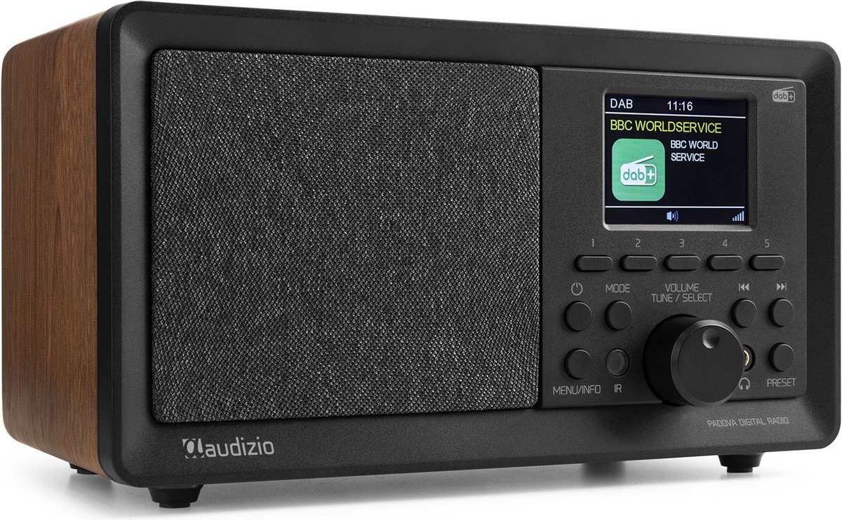 DAB radio met Bluetooth - Audizio Padova retro radio - Met mp3-speler en afstandsbediening - 40W
