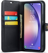 DG Ming Hoesje voor de Samsung Galaxy A54 - Retro Wallet Book Case - Telefoonhoesje Kunstleer met Pasjes - Portemonnee Hoesje met Kaarthouder op achterkant Zwart