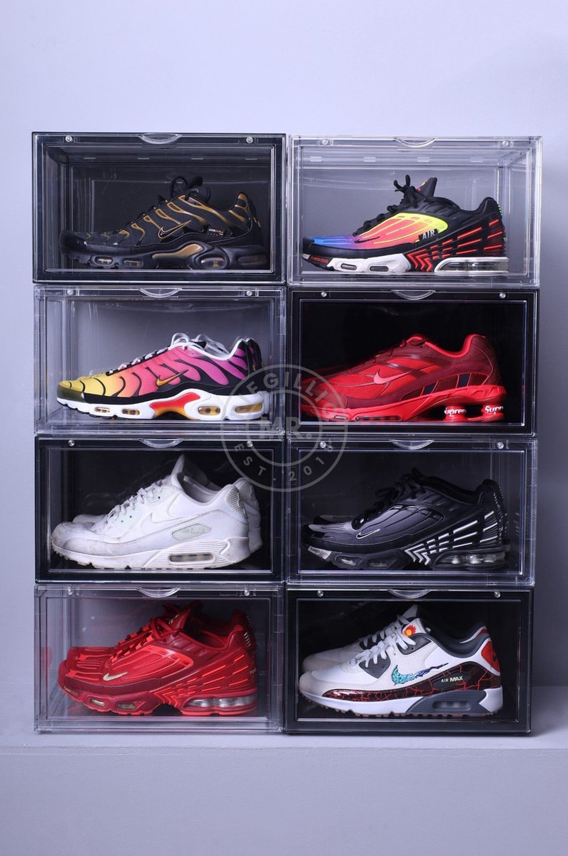 Boîtes à chaussures, Lot de 6, Rangement Chaussure Pliable, Boite Chaussure  Transparente，Boîte de Rangement Avec Porte Magnétique （Blanc） : :  Cuisine et Maison