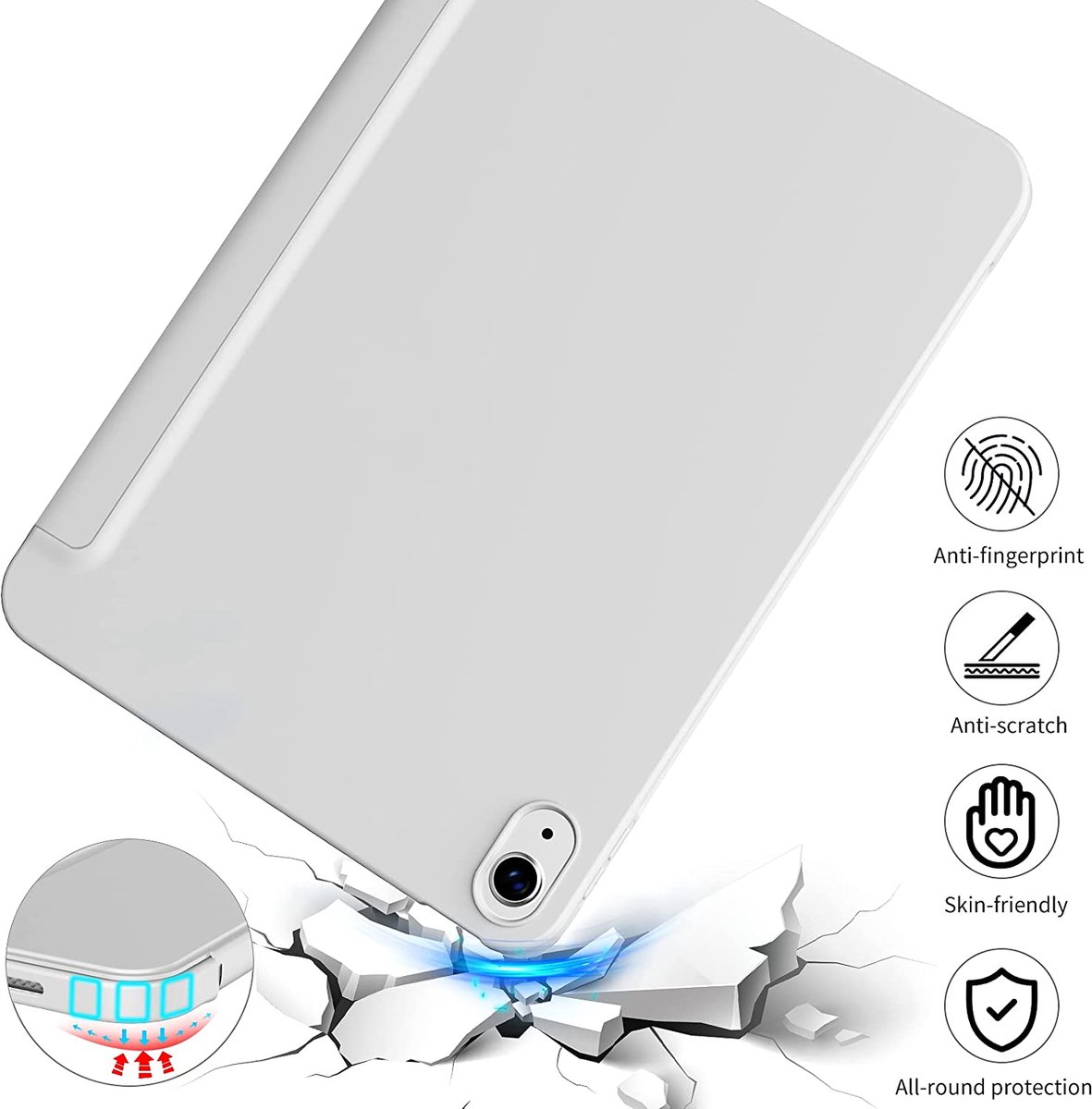 Etui nouvel Apple iPad 10,9 pouces 2022 4G/5G Smartcover pliable blanc avec  porte stylet - Housse blanche coque de protection New Apple iPad 10eme  generation 10.9 - Accessoires tablette pochette XEPTIO Case