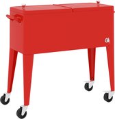 vidaXL - Koelbox - op - wielen - 92x43x89 - cm - rood