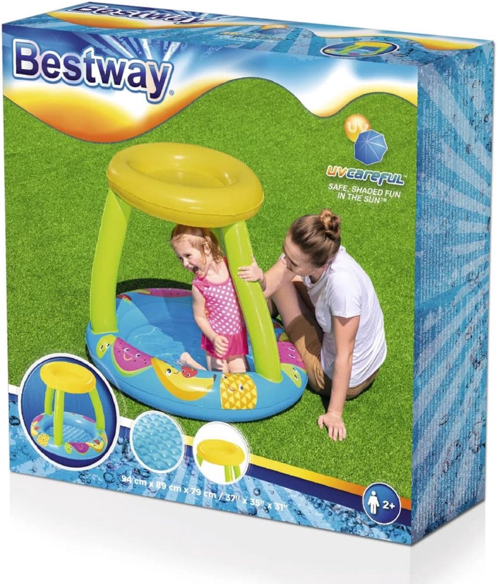 Peuterzwembad - opblaasbaar - 2+ - fruitthema - met schaduwdakje - 91x91cm - PVC - 26l — afbeelding 7