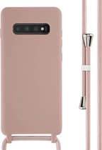 iMoshion Hoesje Met Koord Geschikt voor Samsung Galaxy S10 Plus - iMoshion Siliconen hoesje met koord - roze