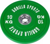 Gorilla Sports Bumper Plate - Halterschijf - 10 kg - Gripper Gietijzer (rubber coating) - 50 mm