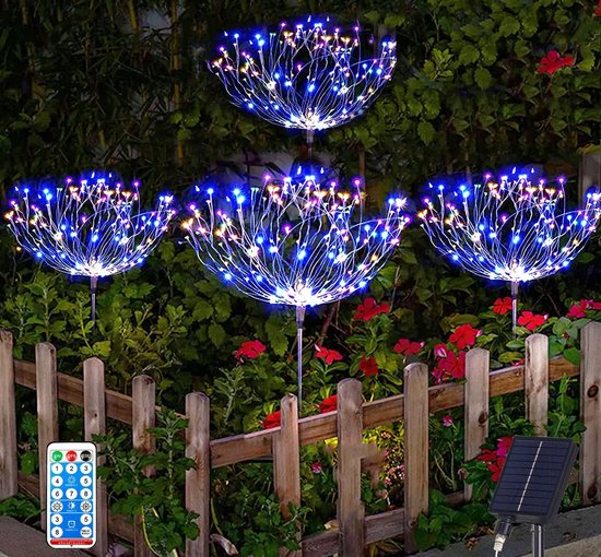 Feu d'artifice solaire 120 LED Multicolore Feu d'artifice extérieur Déco  solaire de jardin 