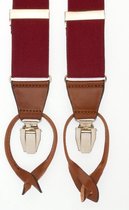 Hein Strijker Bordeaux rode bretels met banden van elastisch canvas en luxe leren afwerking in de kleur cognac bruin