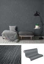LIJNEN DESIGN BEHANG | Glans en glinster - zwart zilver - "Architects Paper" A.S. Création Villa