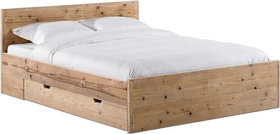 verkorten doos Knorretje Steigerhouten bed met lade 140 cm x 210 cm | bol.com