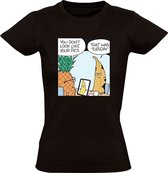 Oude foto Dames T-shirt - banaan - ananas - humor - grappig