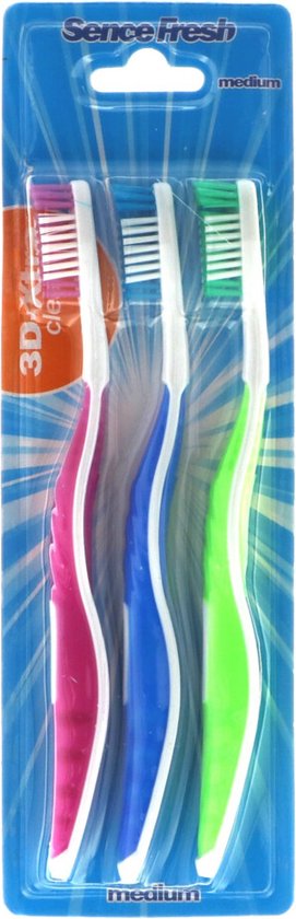 6x Sence Tandenborstels 3D-Extra Clean Medium 3 stuks