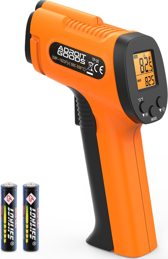 AdroitGoods laser thermometer –Infrarood thermometer – Digitale Thermometer – Tempratuurmeter binnen/buiten