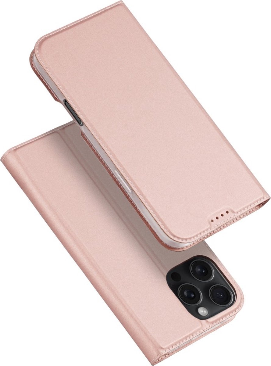 Dux Ducis Geschikt voor iPhone 16 Pro hoesje - Slim bookcase - Roze