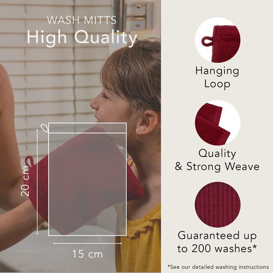 Washcloths Set - 100% Premium Cotton - Very Soft & Absorbent - Oeko-Tex certified - Red - 10 Washcloths Adult Size 15x20cm - 500 g-m2 hydrofiele washandjes van Invtreen — afbeelding 5