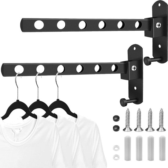 Vueinrg Wandhanger met 180° draaibaar, opvouwbaar kledingrek van aluminiumlegering, droogrek met schroeven voor badkamer, slaapkamer Vueinrg Wandhanger met 180° draaibaar, opvouwbaar kledingrek van aluminiumlegering, droogrek met schroeven voor badkamer, slaapkamer