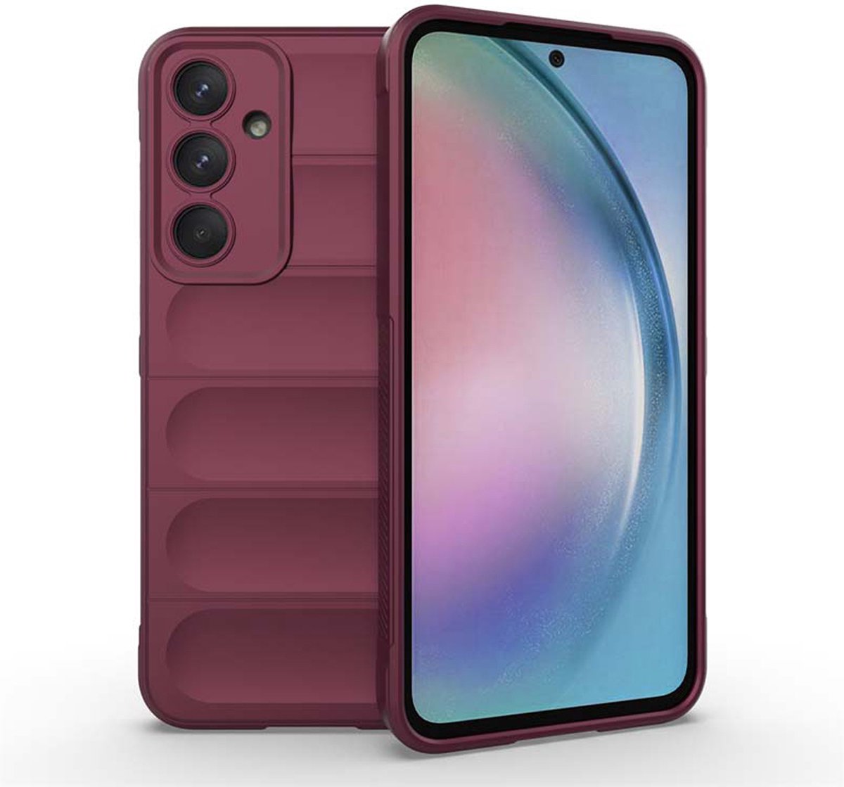 MobyDefend Hoesje - Geschikt voor Samsung Galaxy A55 - TPU Gripcase - Paars