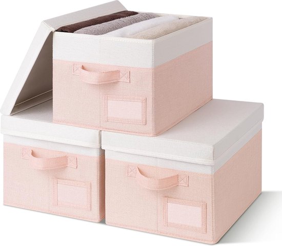 YUNSHANGHE 4 stuks stoffen opbergmanden, linnen opvouwbare doos met 2 handgrepen, desktopopslag en huishoudelijk organiseren, 20 x 16 x 14 cm