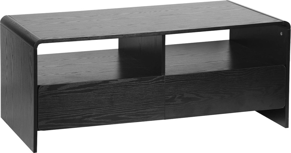 sweeek - Tv-meubel met 2 laden en 2 legplanken, afgerond houteffect