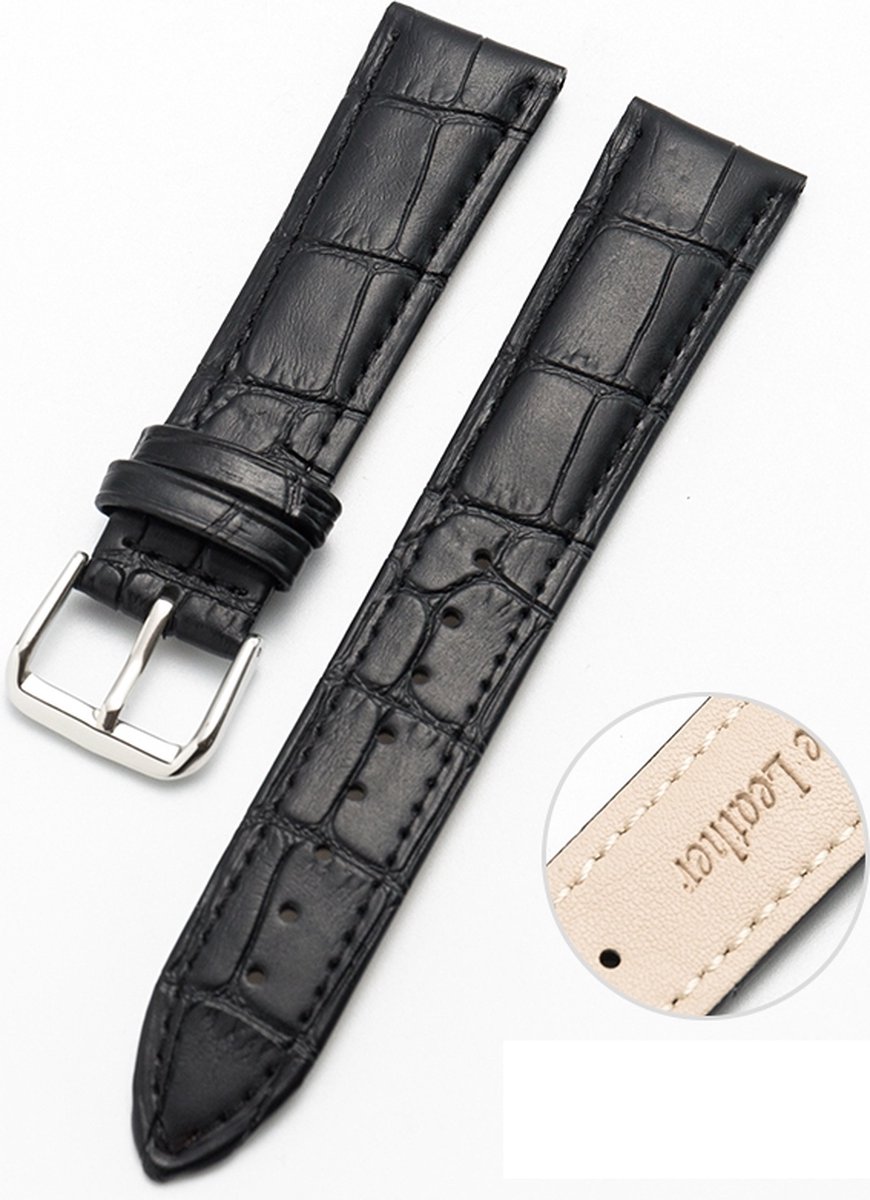By Qubix - Geschikt voor Garmin Lily 2 - Crocodile leren bandje - Zwart