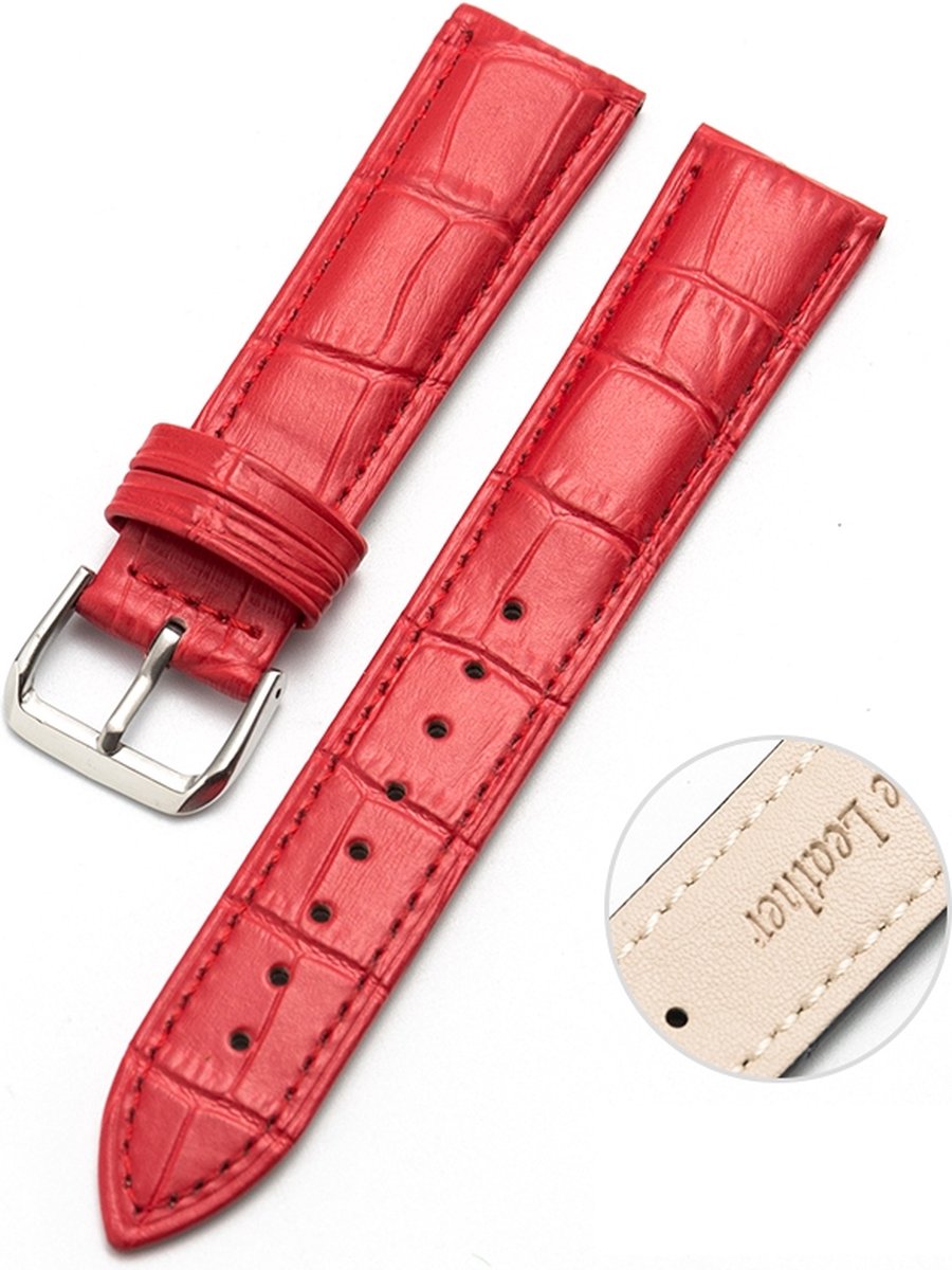 By Qubix - Geschikt voor Garmin Lily 2 - Crocodile leren bandje - Rood
