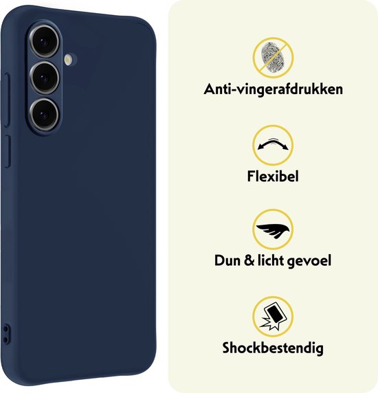 Coque adaptée pour Samsung S24 FE Coque en Siliconen - Coque adaptée pour Samsung Galaxy S24 FE Coque Siliconen - Bleu foncé - 2 pièces