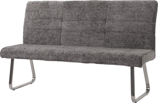 Canapé MCW-G55, canapé de salle à manger, tissu inox brossé/textile chenille Oeko-Tex, 180cm ~ gris foncé