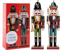 THE TWIDDLERS 2 Grand Casse-Noisette de Noël en Bois avec Support, 30 cm - Décoration de Noël Traditionnelle - Robuste et de qualité Premium