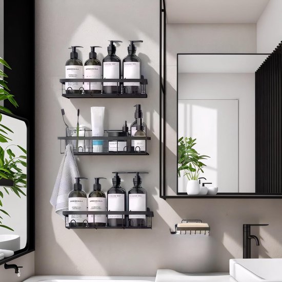 Set de 5 organisateurs de salle de bain élégants et peu encombrants sans Embouts avec 16 Crochet