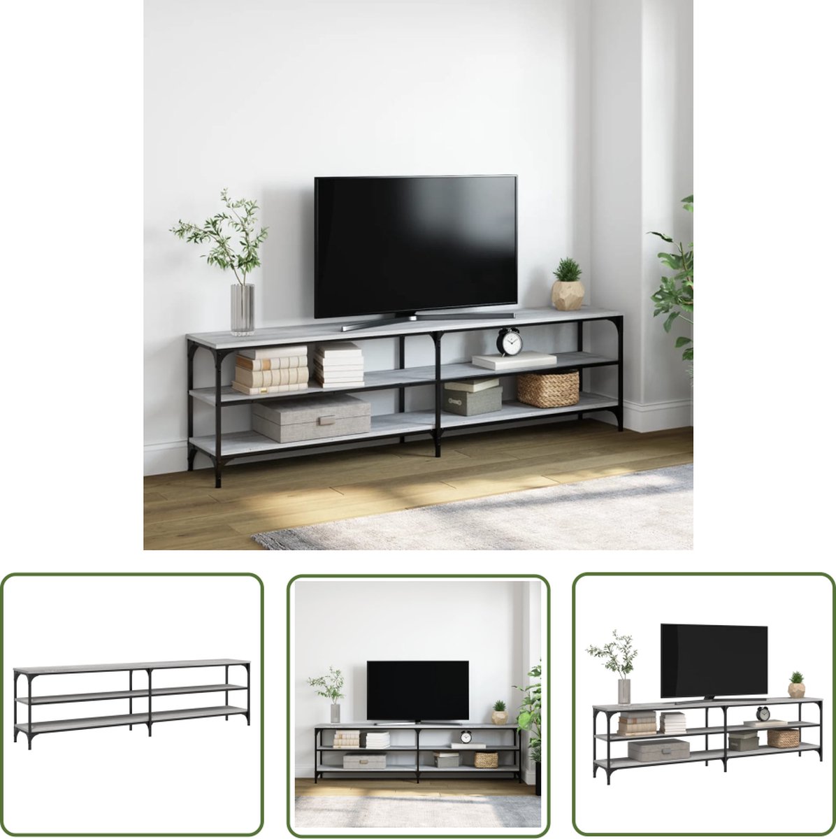 Tv-meubel 120x30x30 cm bewerkt hout hoogglans grijs kopen