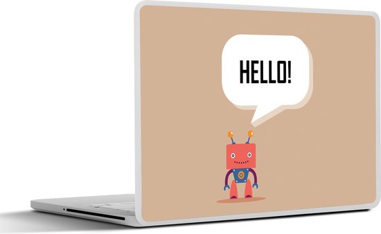 Laptop sticker - 13.3 inch - Spreuken - Quotes - Hello! - Robot - Tandwiel - Kinderen - 31x22,5cm - Laptopstickers - Laptop skin - Cover