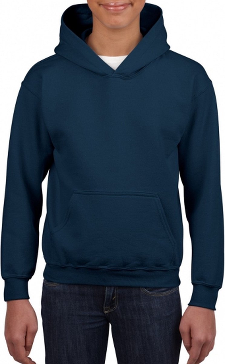Gildan sweater met capuchon - donkerblauw - jongens/meisjes - katoen/polyester - 280 grams 140/152