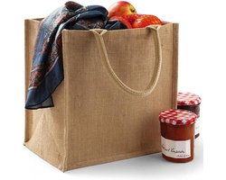 Jute boodschappentas/shopper 30 x 30 x 19 cm - 2x - klein - Naturel goodiebag 14 liter