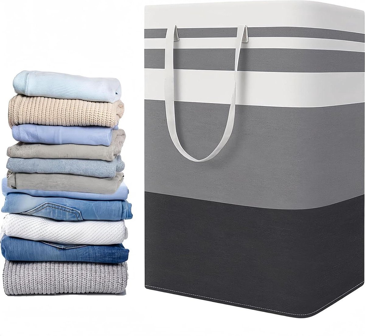 Goedkoopste Wasmand 75L waterdicht inklapbaar - Grote waszak vrijstaand - Vuile wasmand voor opslag van kleding - Gradiënt grijs