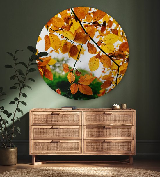 WallCircle - Wall Circle - Wall Circle Indoor - Feuilles d'Automne - Arbre - Rural - 120x120 cm - Décoration murale - Peintures Ronds XXL