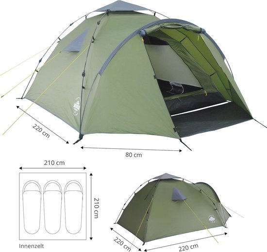 Pop Up Tent voor 3-4 Personen - Waterdichte & Winddichte Familie Tent - Ideaal voor Camping, Festivals & Reizen - Ultralicht en Robuust met Snelle Opbouw van POP — afbeelding 3