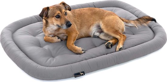 Favodormir Orthopedisch hondenbed, middelgrote en grote hondenkussen, waterdichte kunstleren basis, hondenmat, hondenmand, hondenmatras, 91 x 68 x 7 cm, donkergrijs